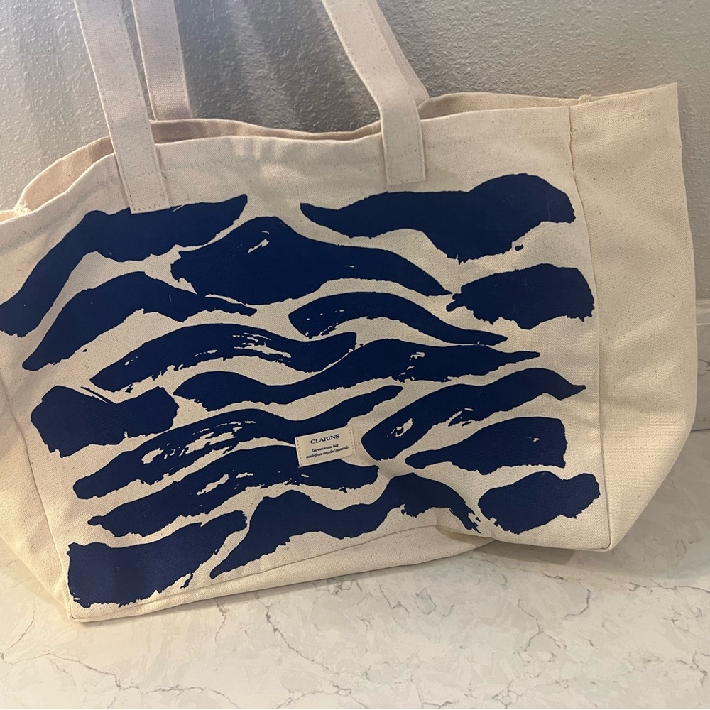 Clarins Blue and Cream Tote Bag